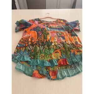 Orientique La Cantina Frill Coloful Shirt L Australian